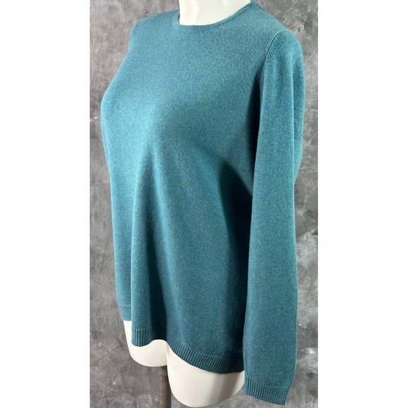 LL Bean Women's 100% Cashmere Aqua Blue Crew Neck Sweater sz 2X (15889) - Picture 2 of 7